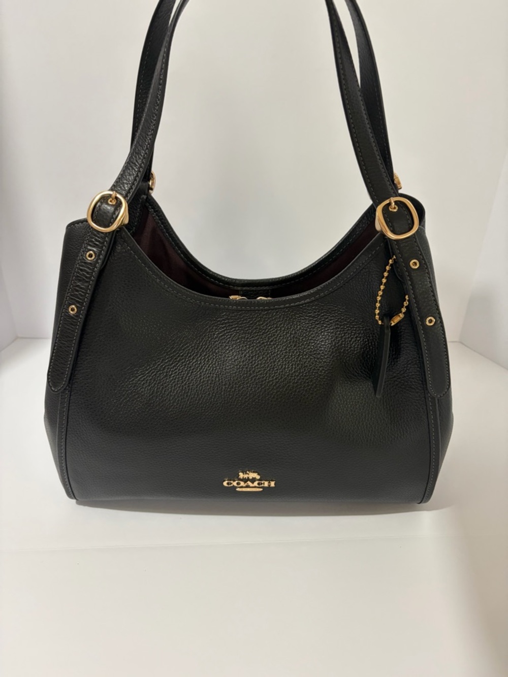 Coach Erin Shoulder Bag Black Leather Gold Hardware